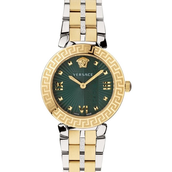 Versace Accessories - Versace Luxury Two Tone Green Bezel Watch